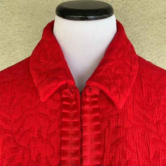Coldwater Creek Red Jacquard Textured Jacket Large - Picture 7 of 12